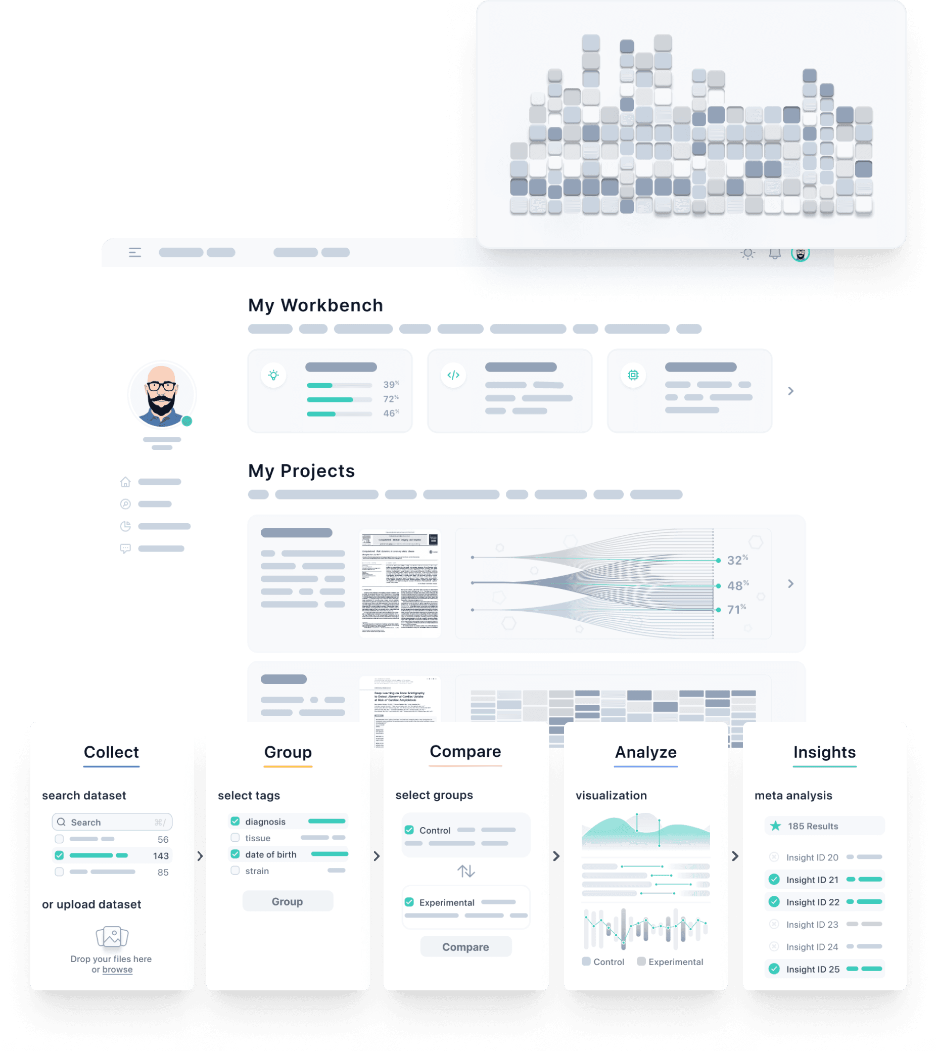 Workbench and projects screenshot with features