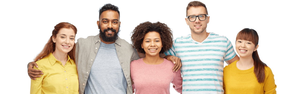 Group of people embracing and celebrating together